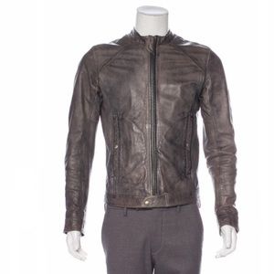 Moto Racer Cafe Leather Jacket Diesel Black Gold Medium